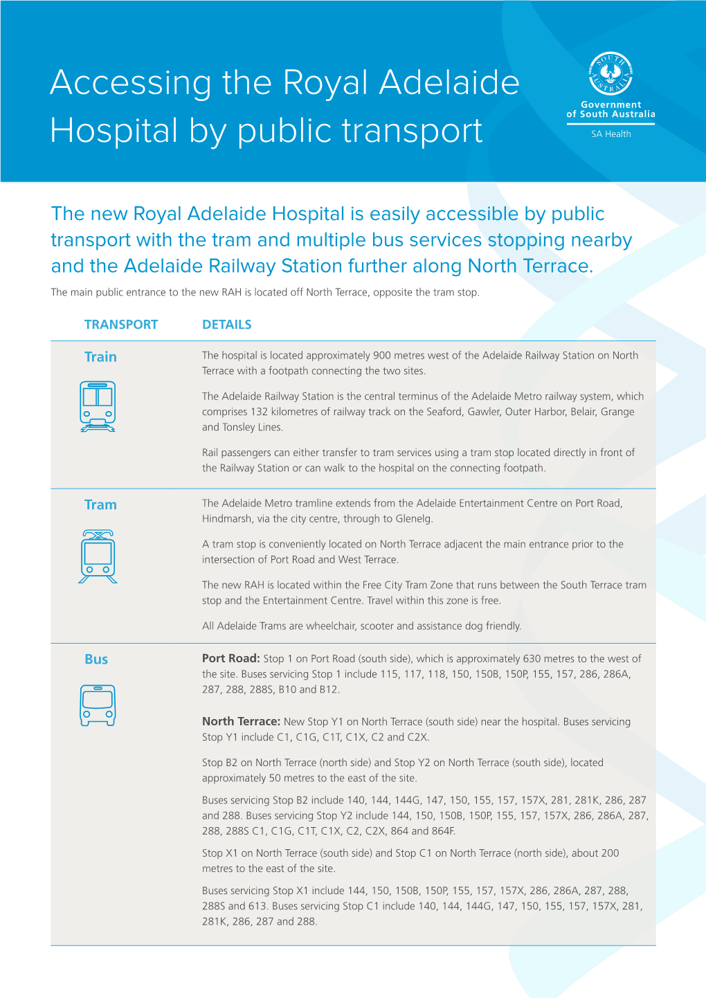 Accessing the Royal Adelaide Hospital by Public Transport