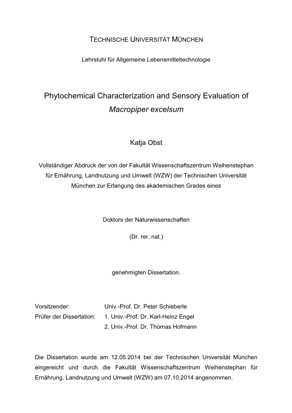 Phytochemical Characterization and Sensory Evaluation of Macropiper Excelsum