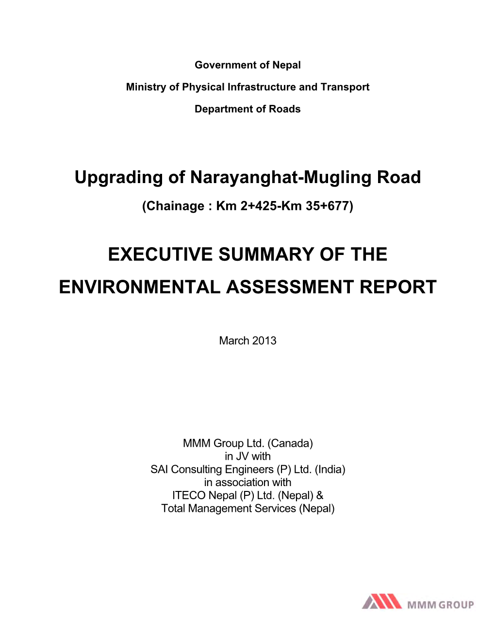 Executive Summary of the Environmental Assessment Report