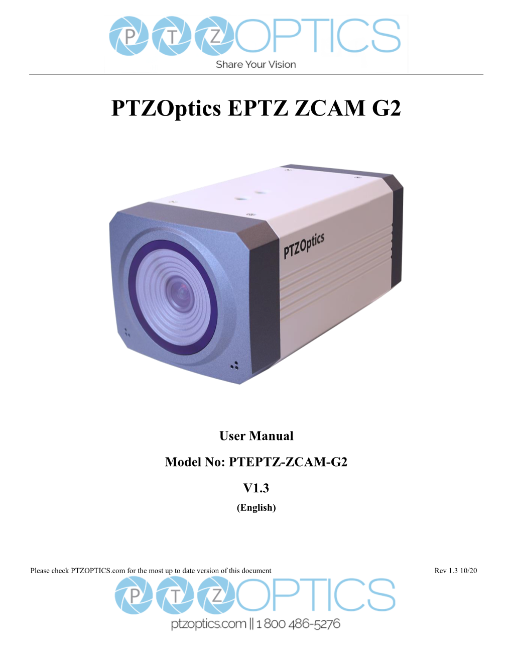 User Manual Model No: PTEPTZ-ZCAM-G2 V1.3 (English)