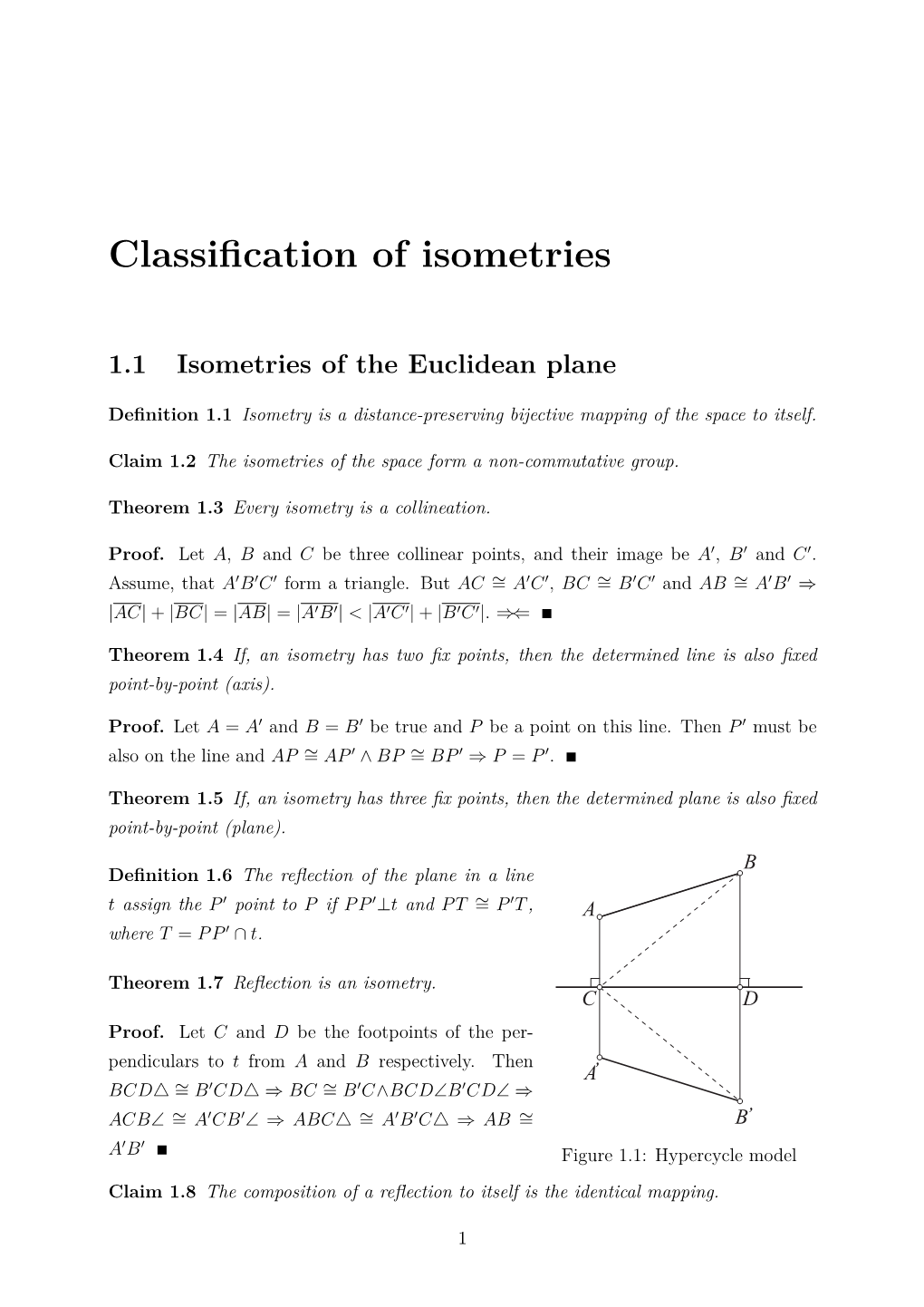 Classification of Isometries