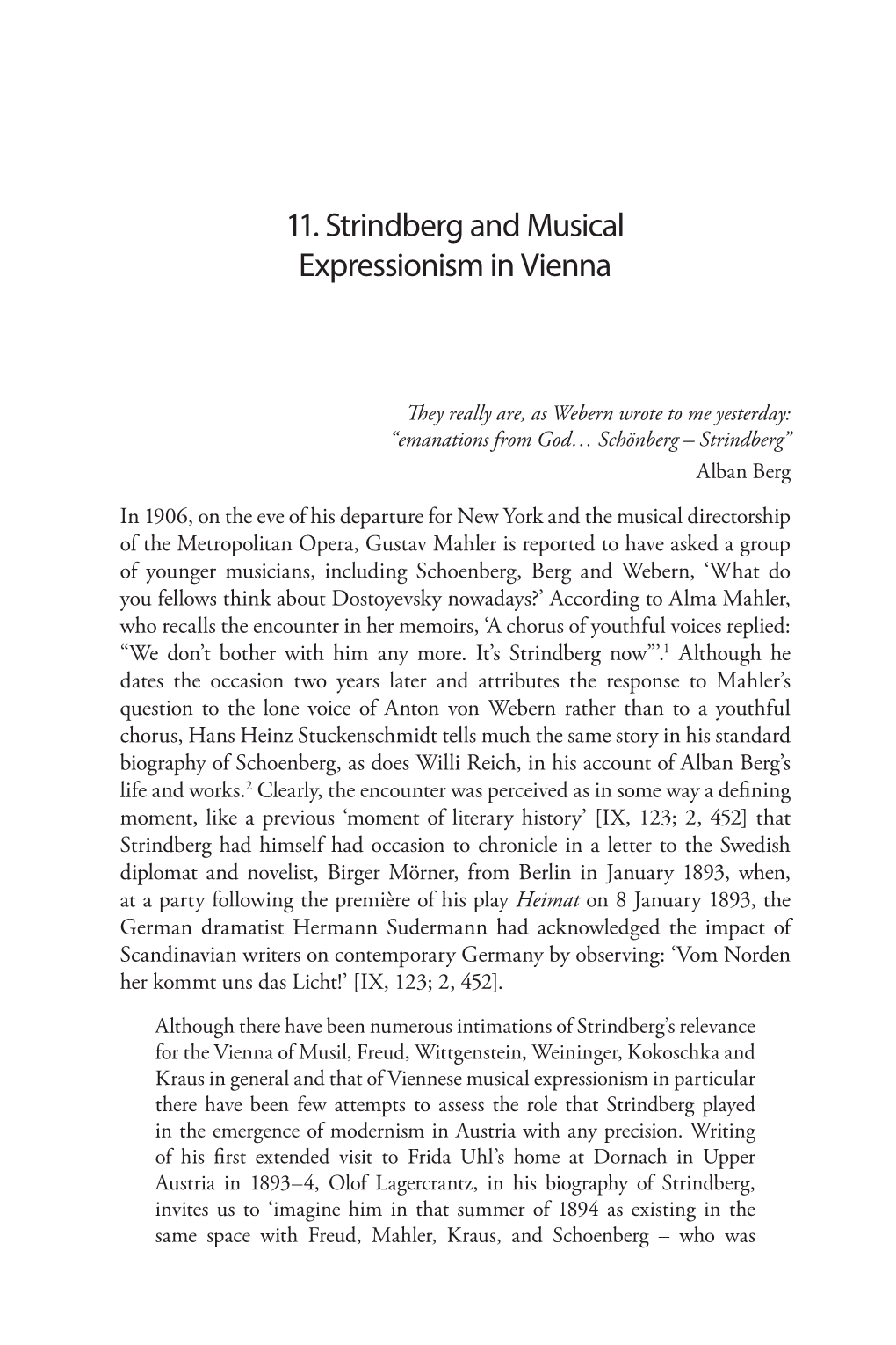 11. Strindberg and Musical Expressionism in Vienna