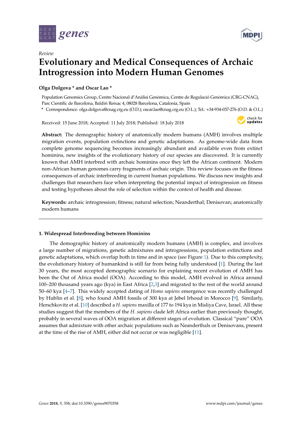 Evolutionary and Medical Consequences of Archaic Introgression Into Modern Human Genomes