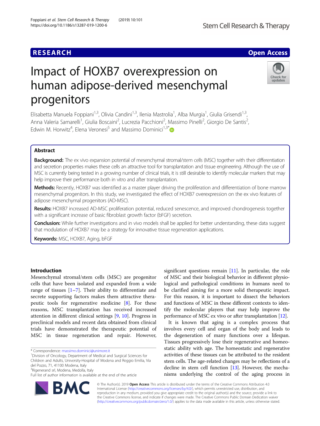 Impact of HOXB7 Overexpression on Human Adipose-Derived