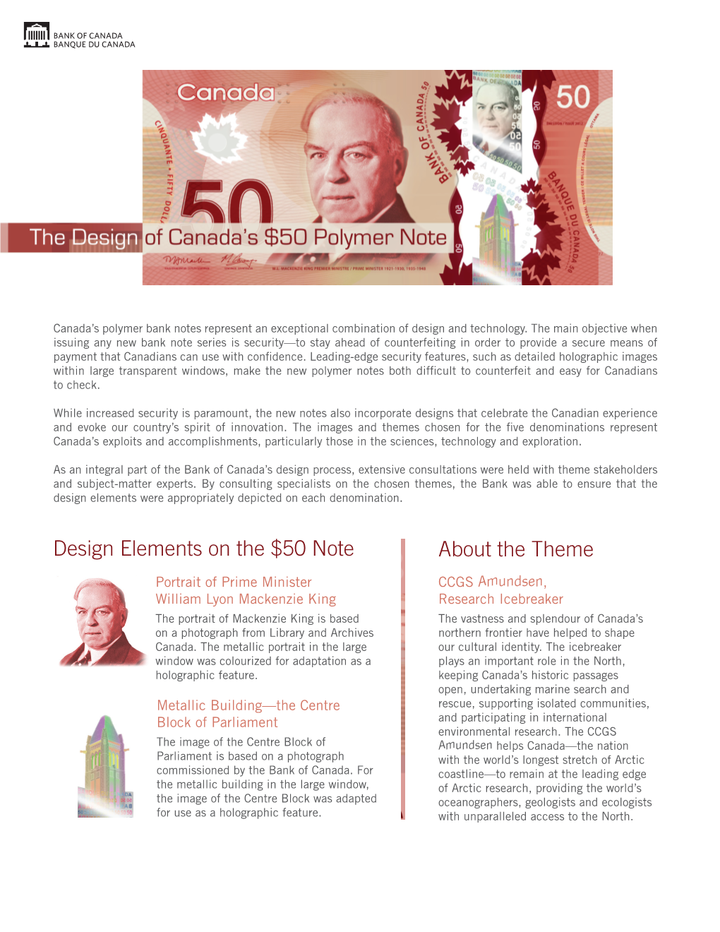 Design Elements on the $50 Note About the Theme