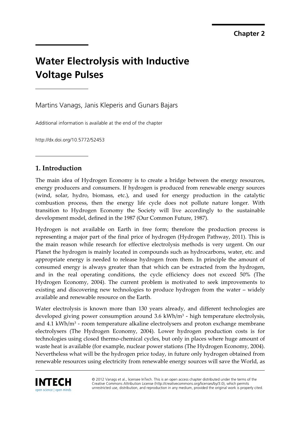 Water Electrolysis with Inductive Voltage Pulses