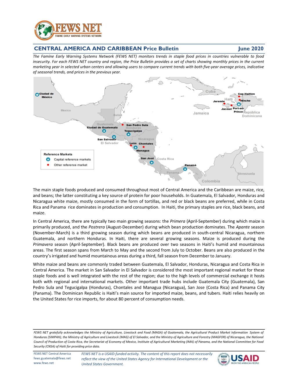 CENTRAL AMERICA and CARIBBEAN Price Bulletin June 2020