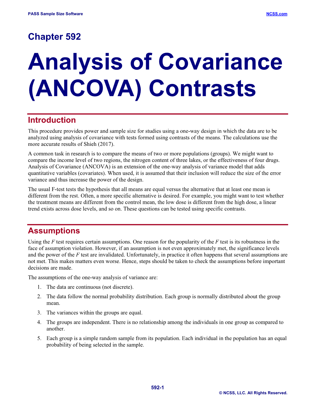 Analysis of Covariance (ANCOVA) Contrasts