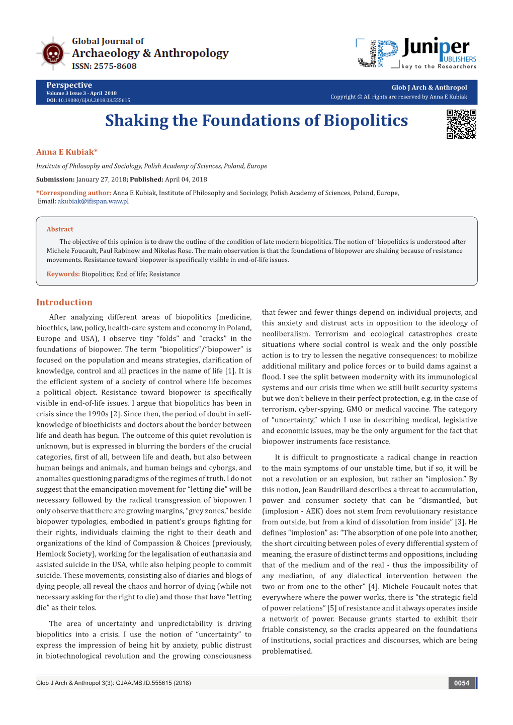 Shaking the Foundations of Biopolitics