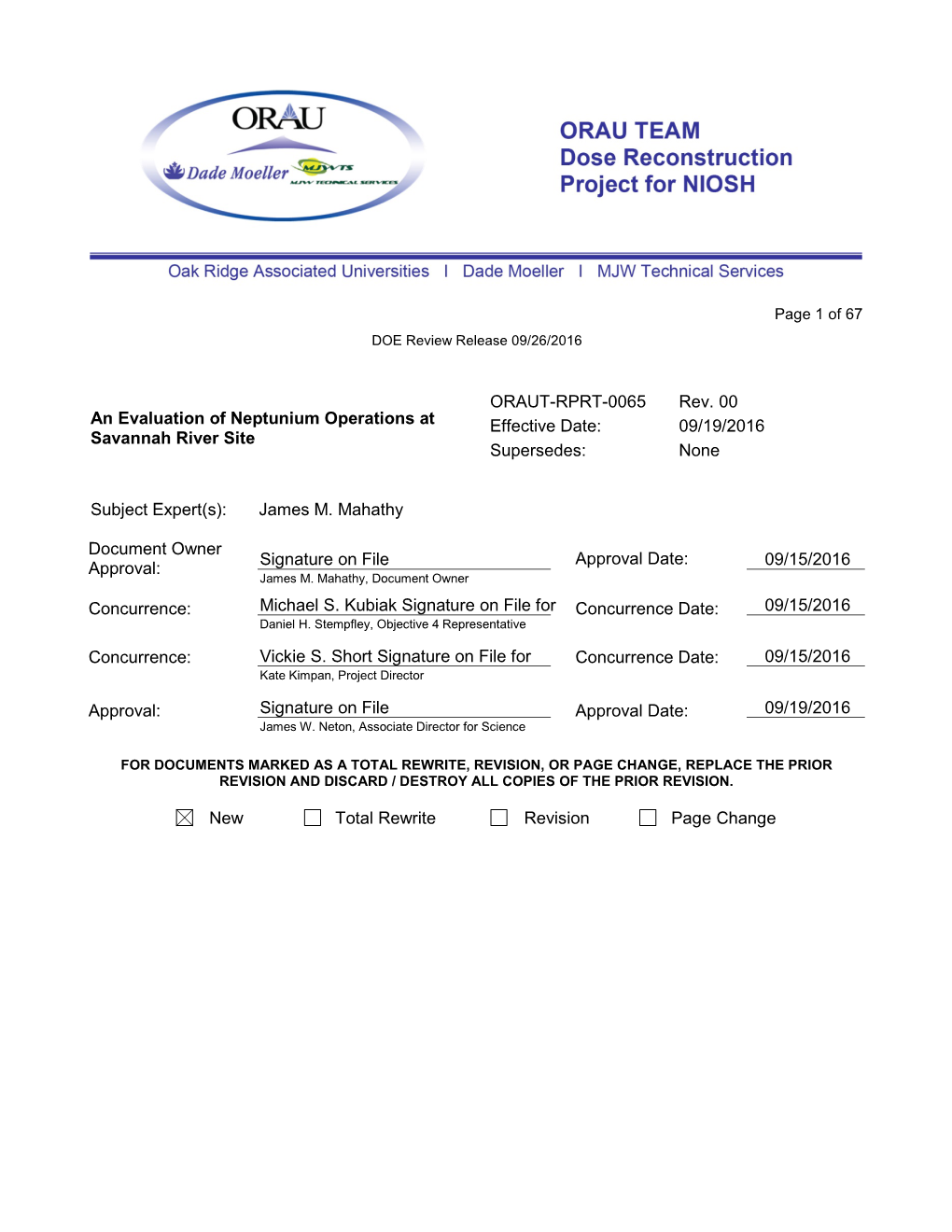 An Evaluation of Neptunium Operations at Savannah