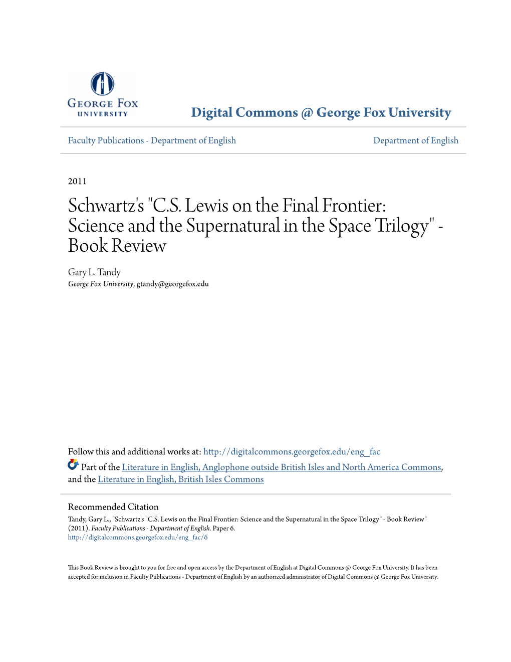 CS Lewis on the Final Frontier: Science and the Supernatural in The