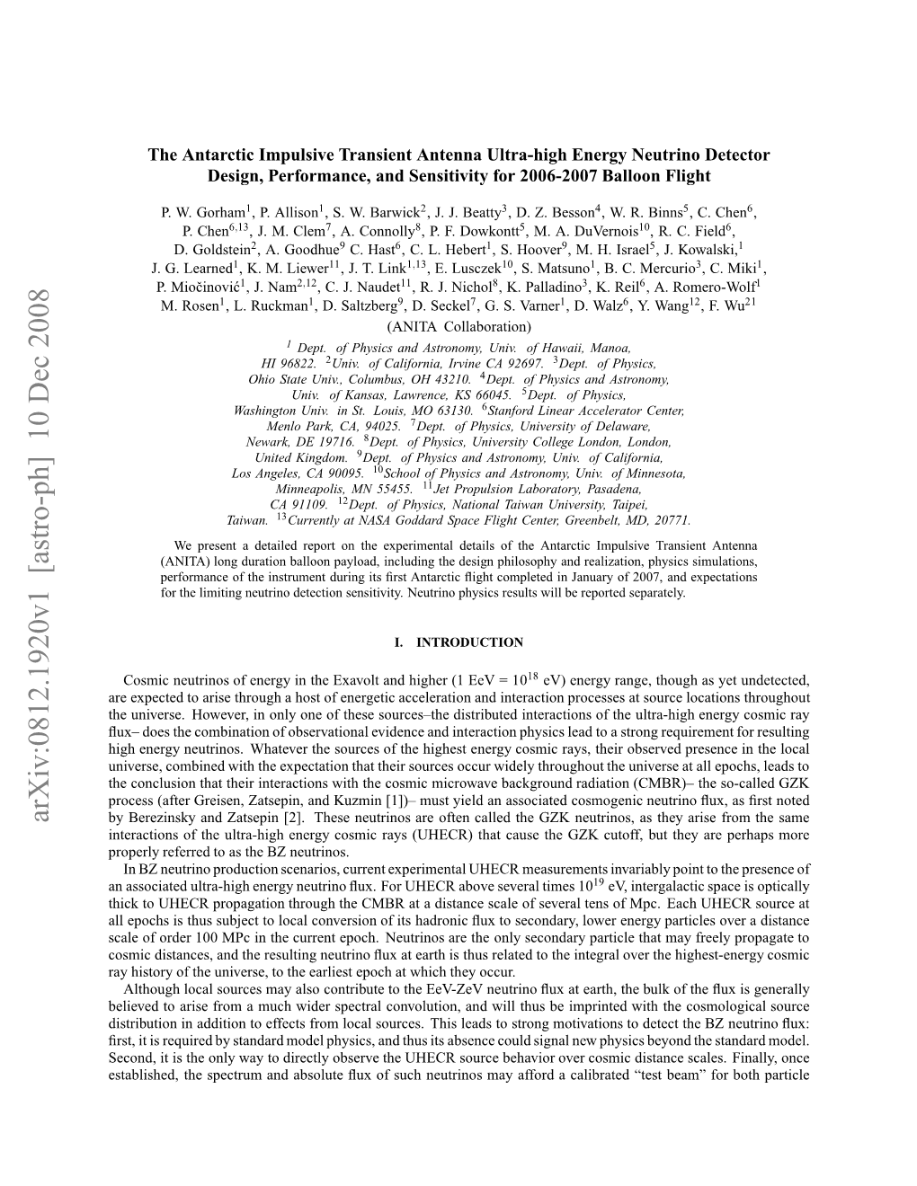 Arxiv:0812.1920V1 [Astro-Ph] 10 Dec 2008 Neatoso H Lr-Iheeg Omcry UER T Neutrinos