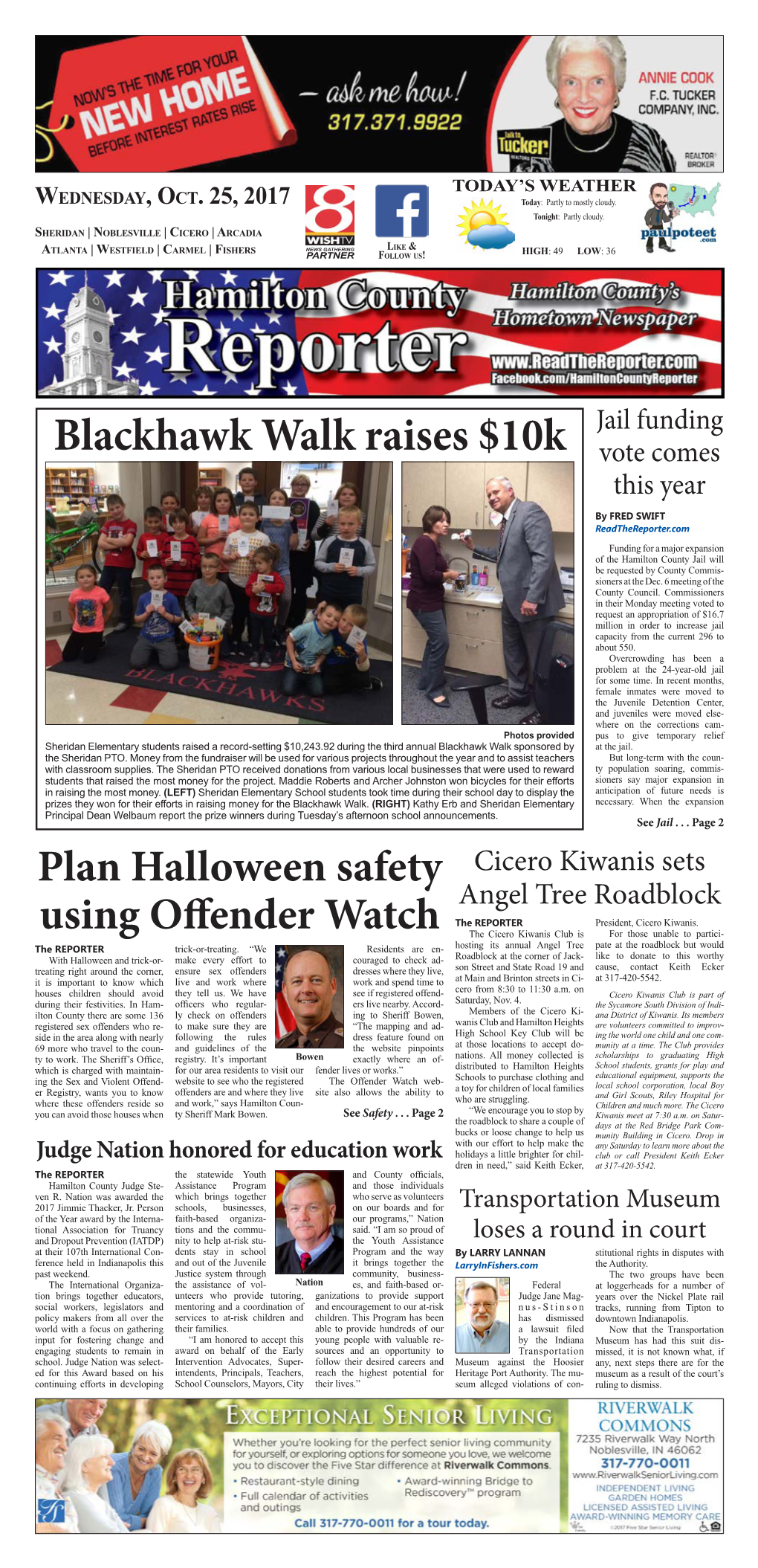 Blackhawk Walk Raises $10K Vote Comes This Year by FRED SWIFT Readthereporter.Com