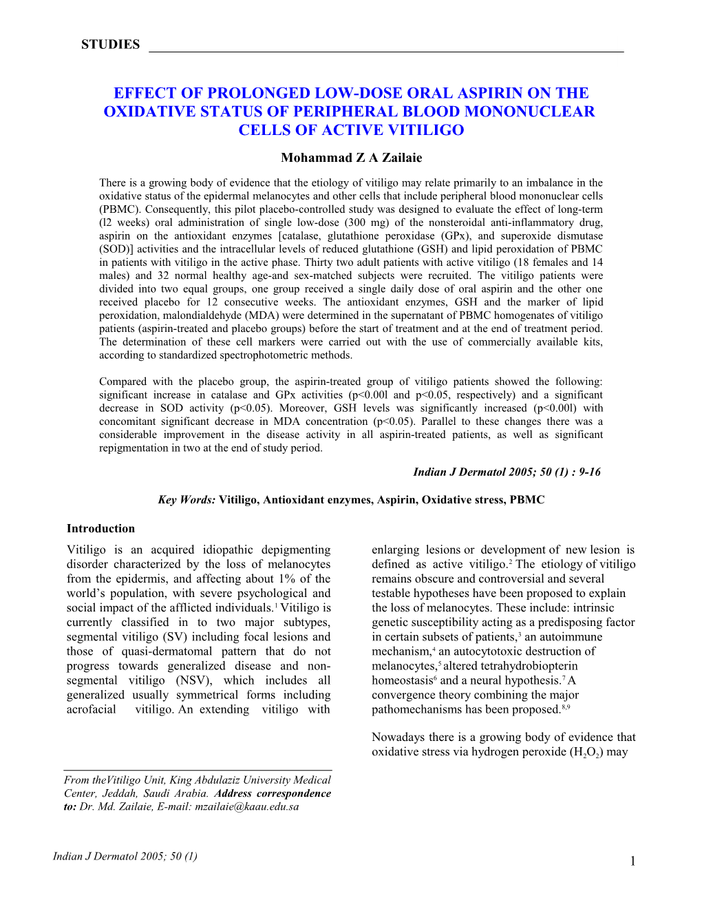 Effect of Prolonged Low-Dose Oral Aspirin on the Oxidative Status of Peripheral Blood