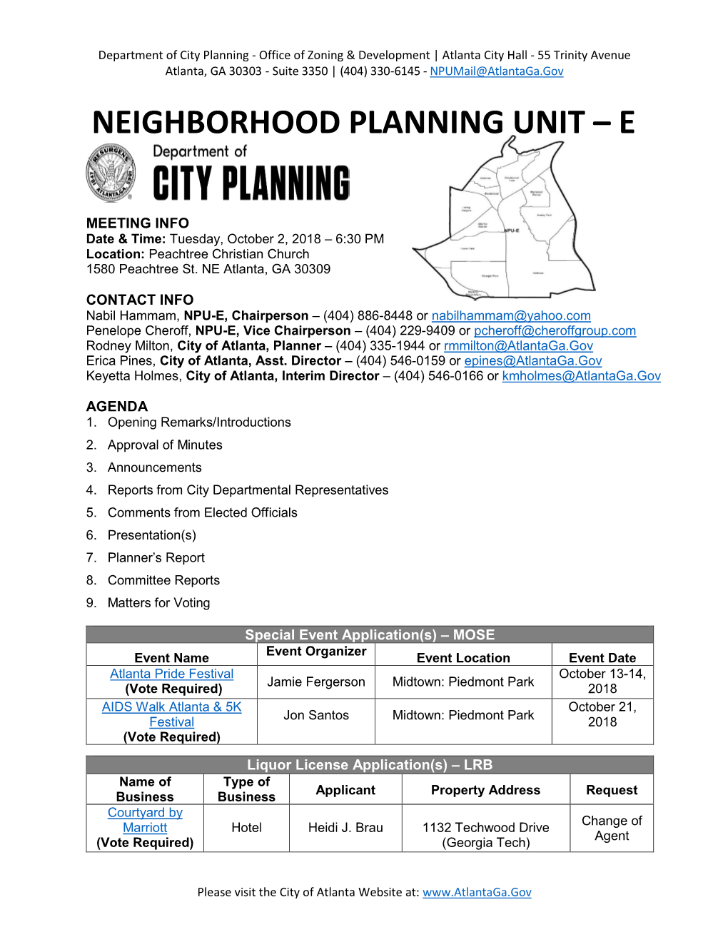 Neighborhood Planning Unit – E