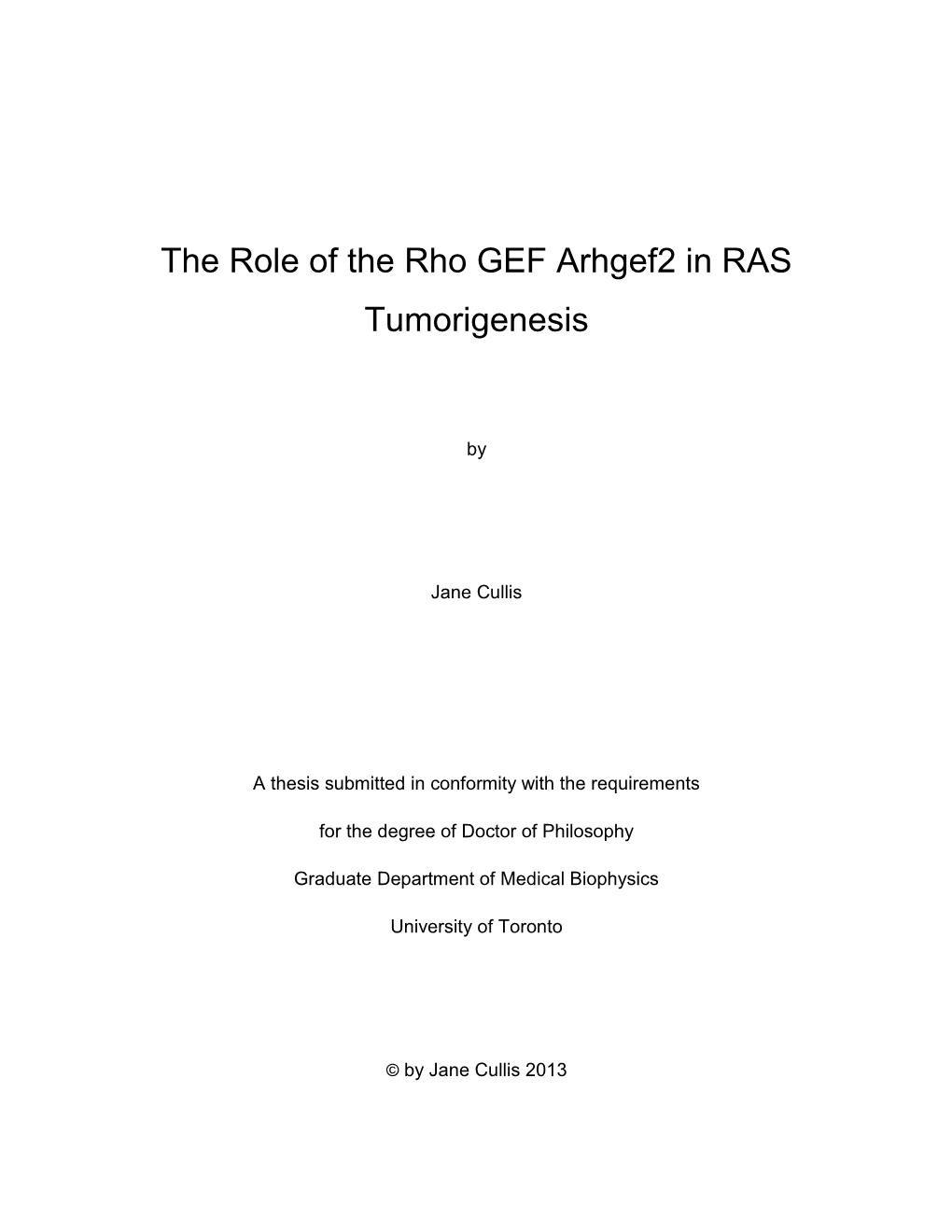 The Role of the Rho GEF Arhgef2 in RAS Tumorigenesis