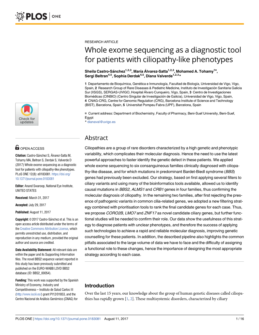 Whole Exome Sequencing As a Diagnostic Tool for Patients with Ciliopathy-Like Phenotypes