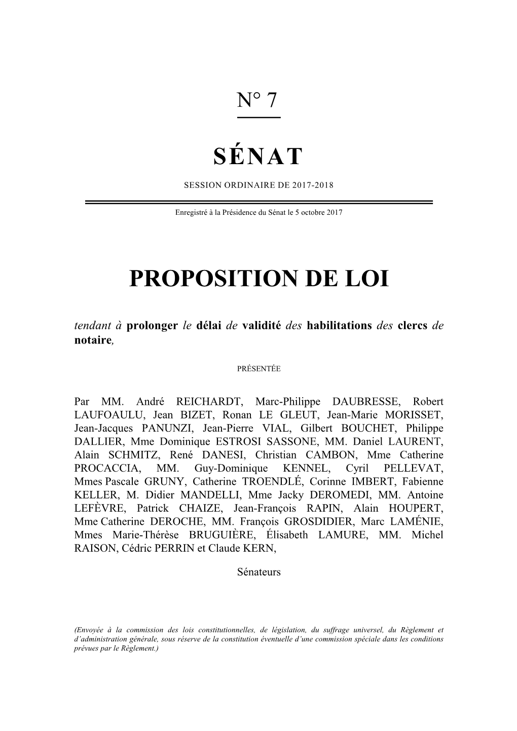 Sénat Proposition De