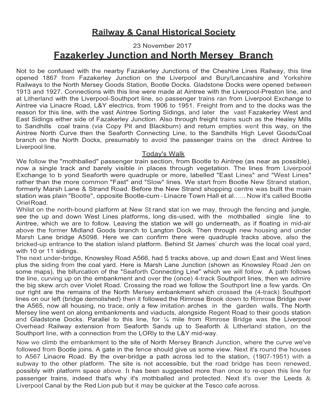 Fazakerley Junction and North Mersey Branch