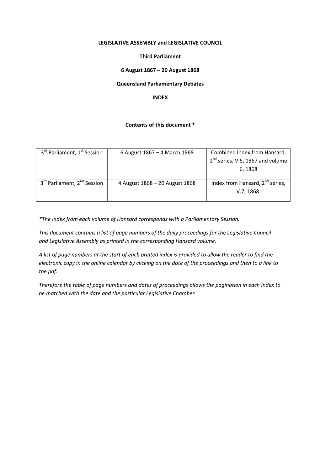 1867-1868 Index to Parliamentary Debates