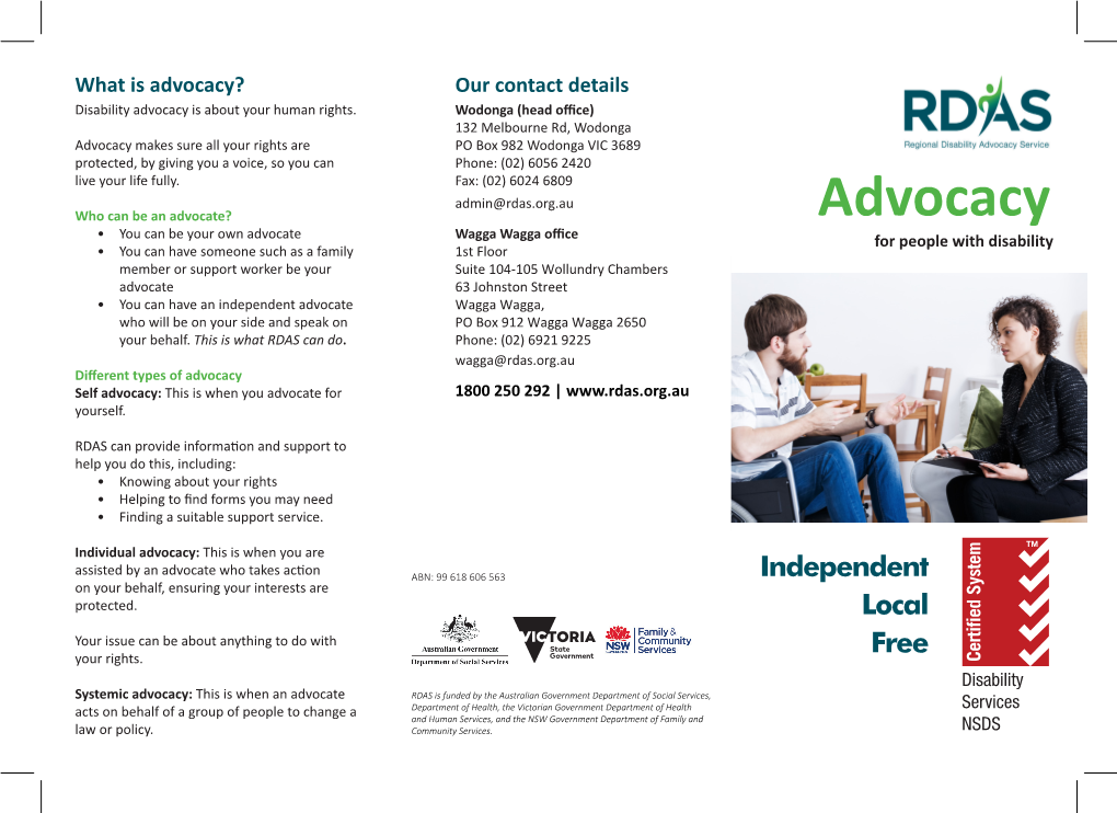 RDAS Advocacy Brochure PAGE 1