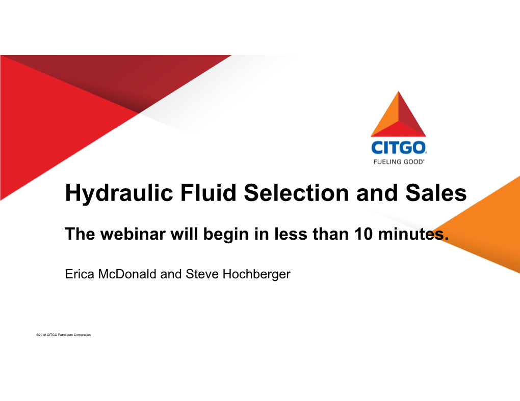 Hydraulic Fluid Selection and Sales