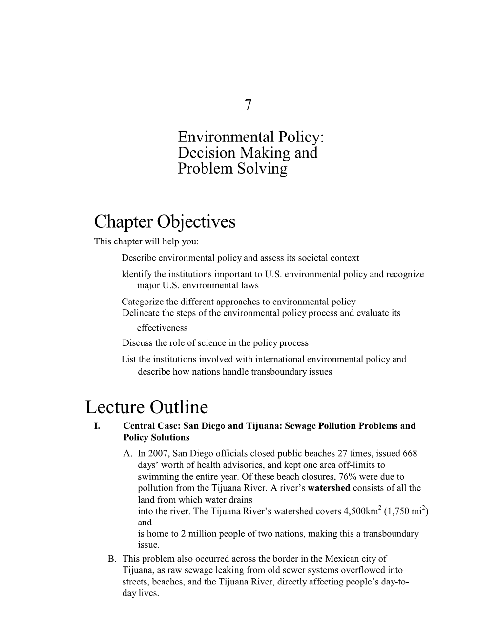 7 Environmental Policy: Decision Making and Problem Solving
