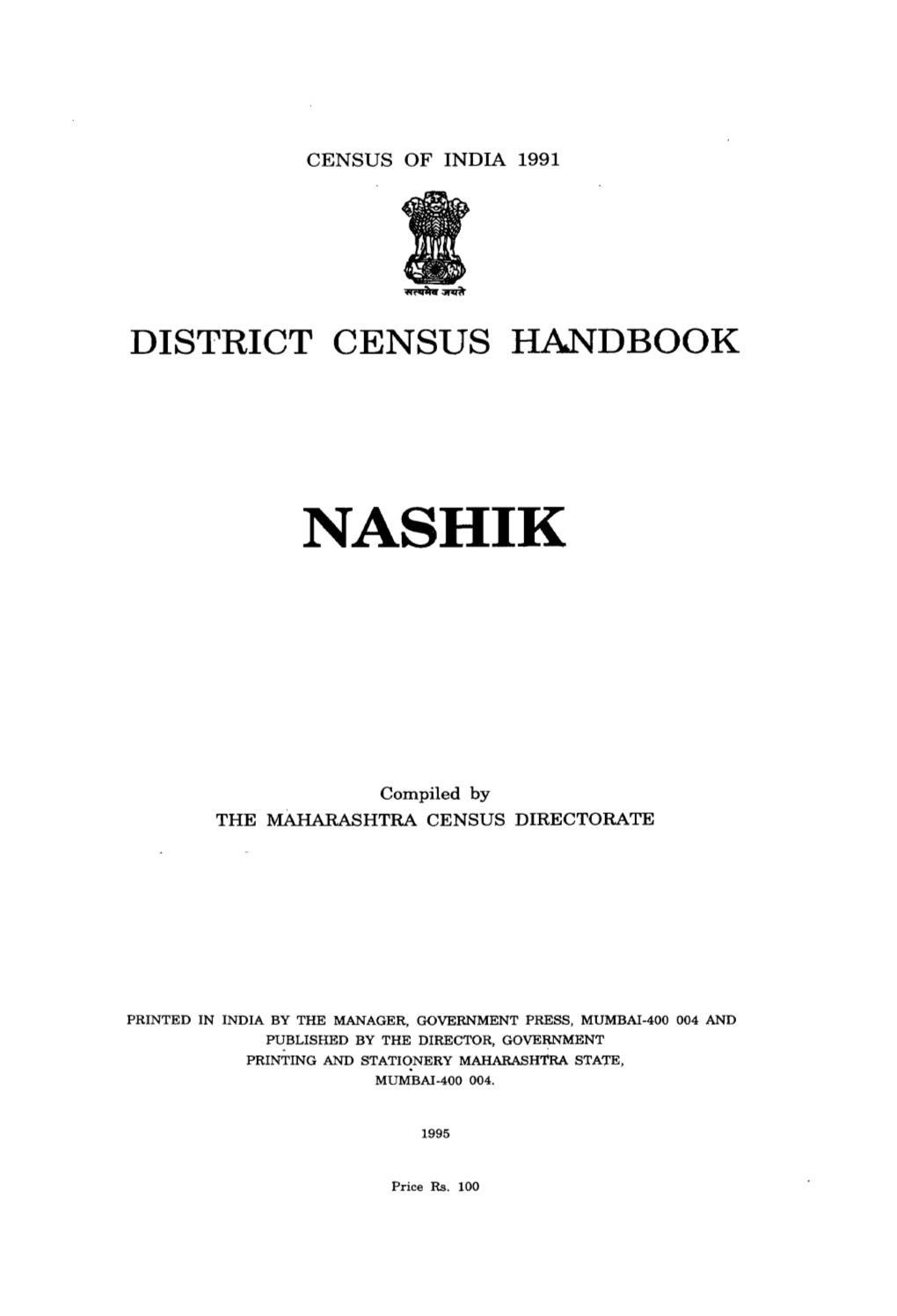 District Census Handbook, Nashik, Part XII-A & B, Series-14