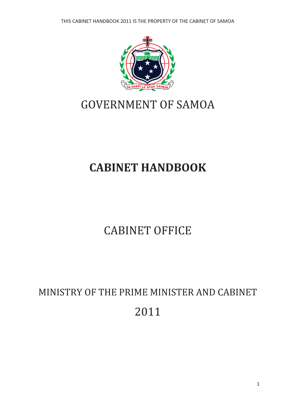 Government of Samoa Cabinet Handbook Cabinet Office 2011