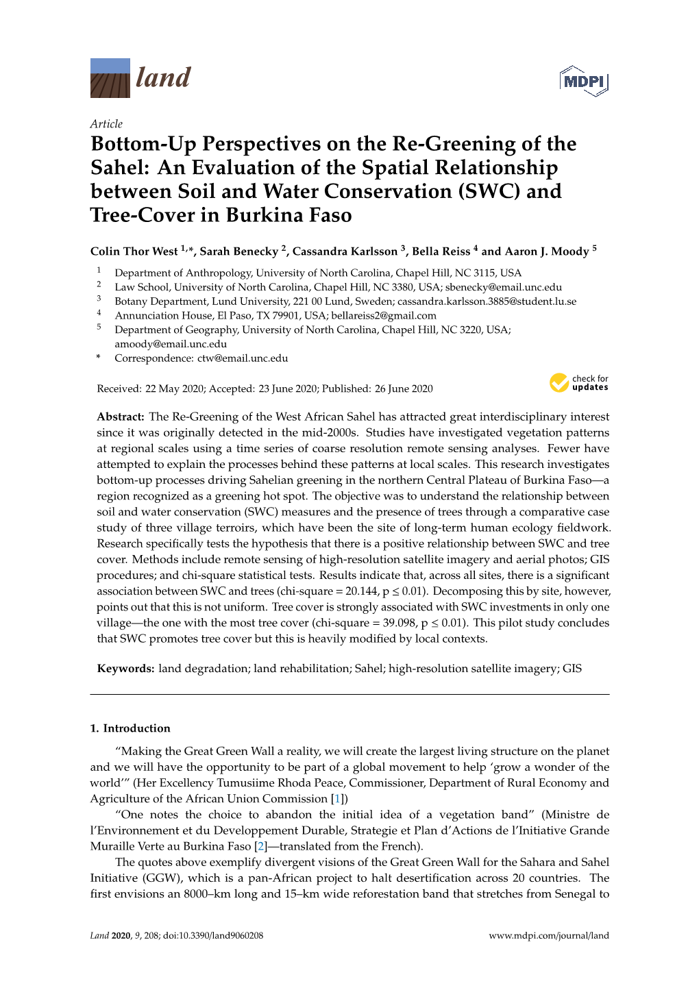 Bottom-Up Perspectives on the Re-Greening of the Sahel