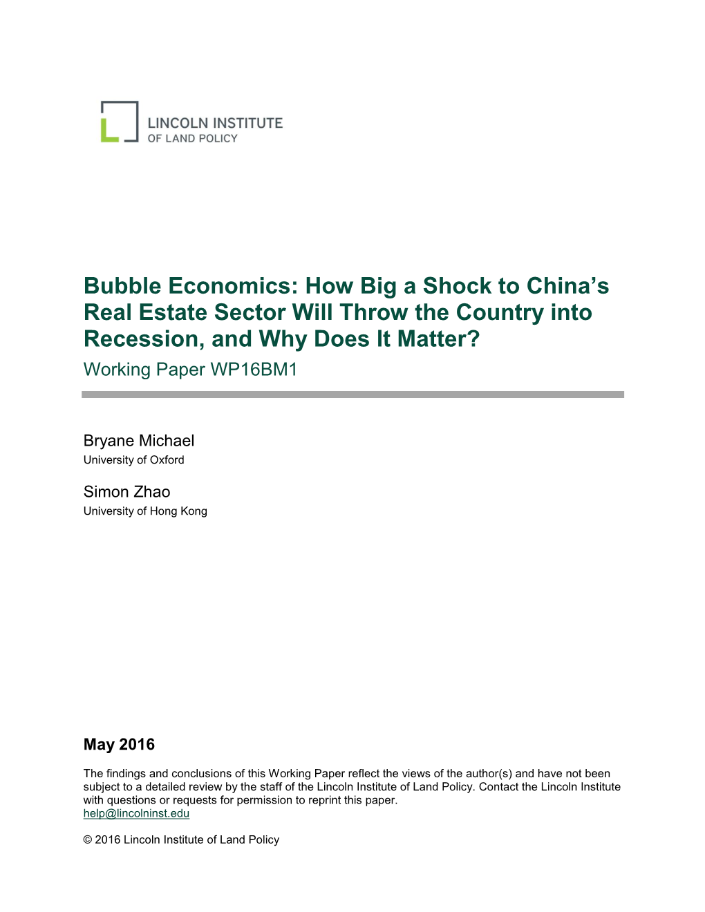 Bubble Economics: How Big a Shock to China's Real Estate Sector Will