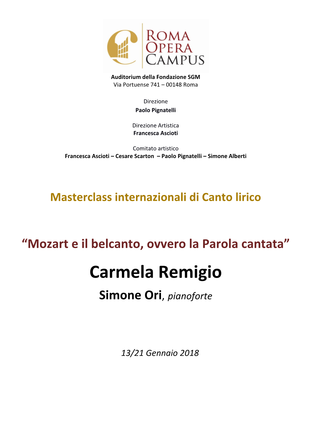 Carmela Remigio Simone Ori, Pianoforte