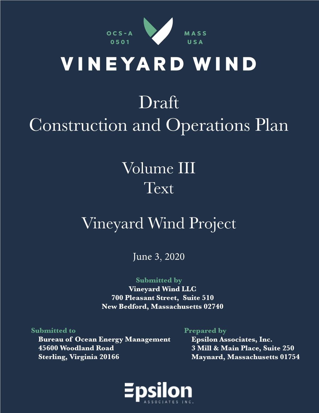 Vineyard Wind COP Volume III Text 06.03.20