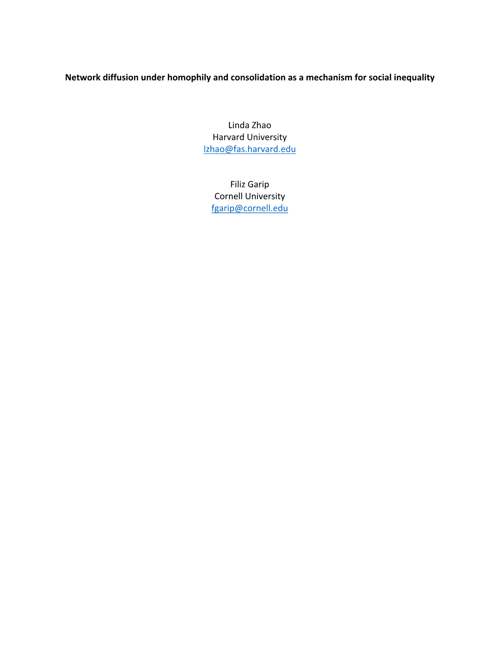 Network Diffusion Under Homophily and Consolidation As a Mechanism for Social Inequality