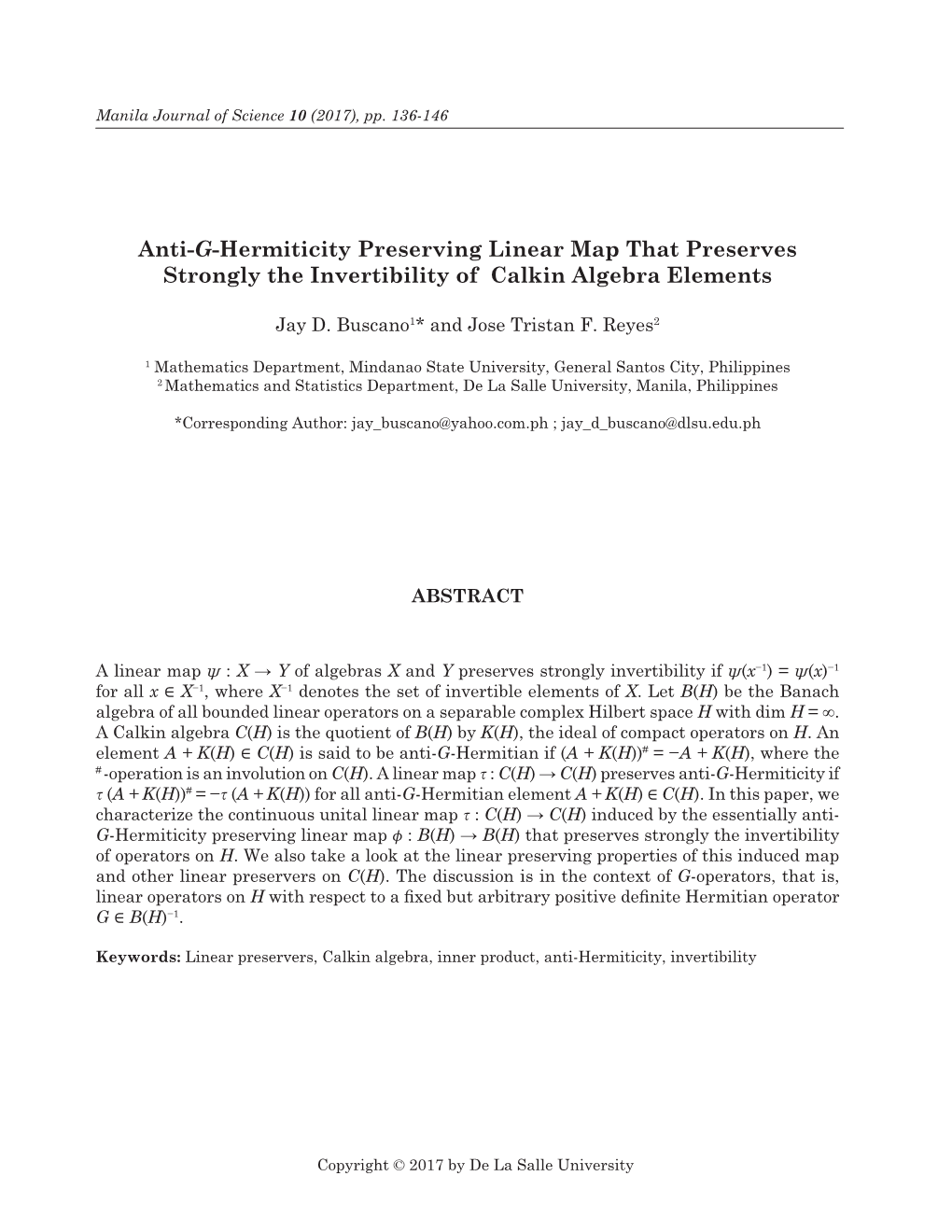 Anti-G-Hermiticity Preserving Linear Map That Preserves Strongly the Invertibility of Calkin Algebra Elements