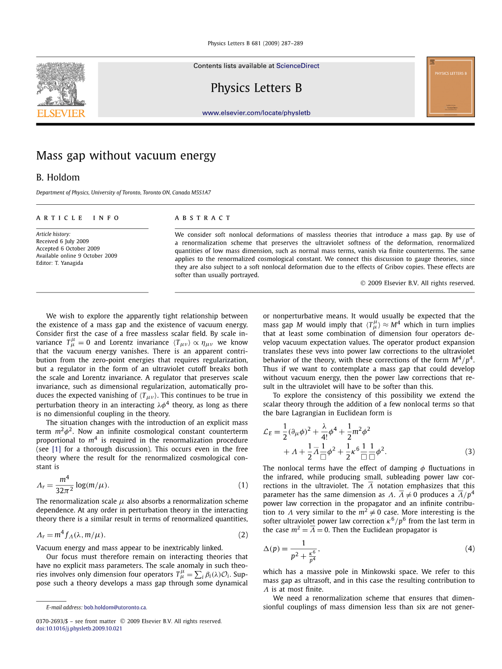 Mass Gap Without Vacuum Energy