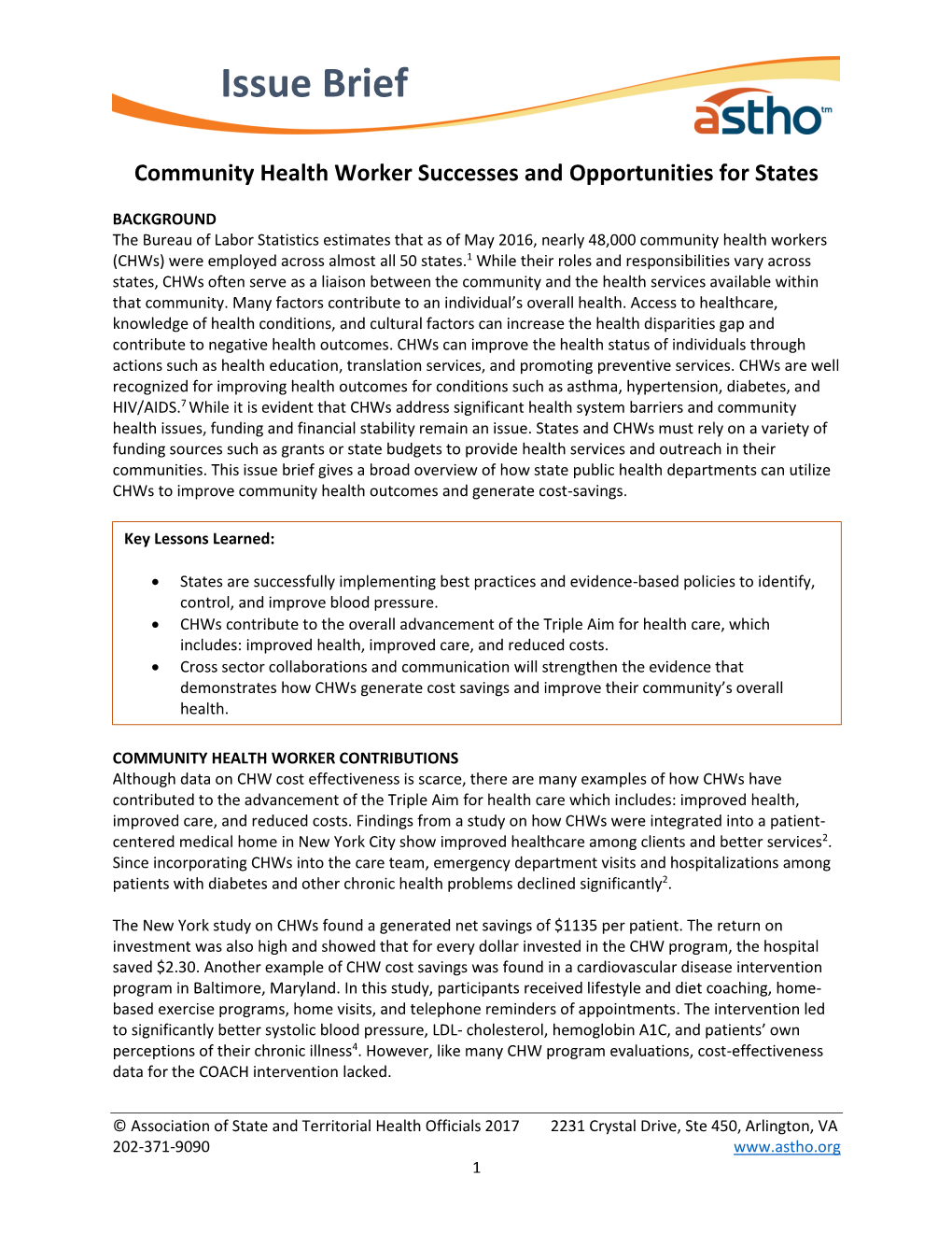 Community Health Worker Successes and Opportunities for States Issue