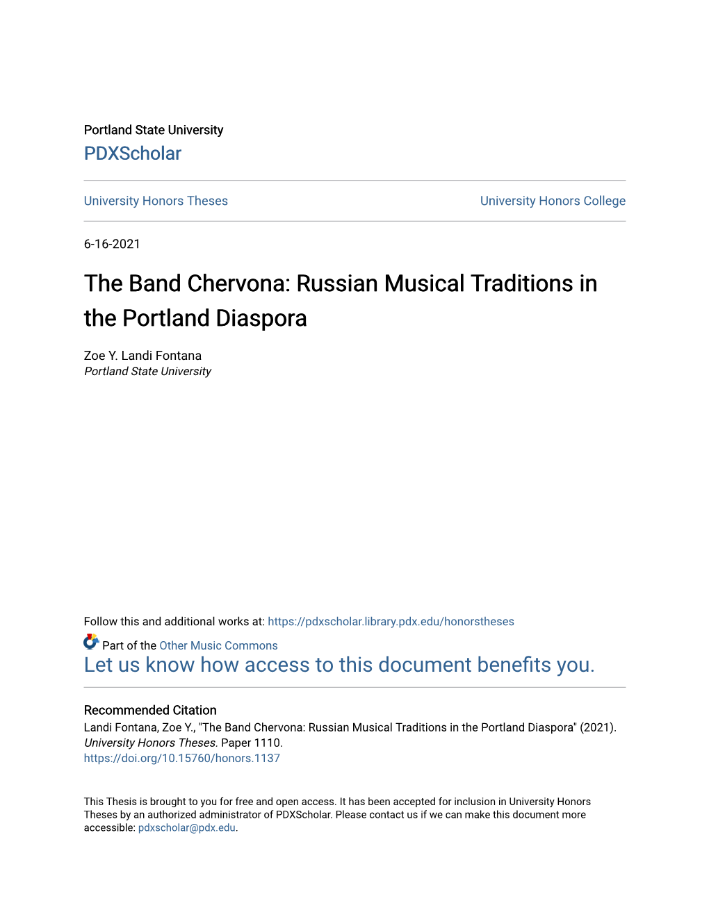 The Band Chervona: Russian Musical Traditions in the Portland Diaspora