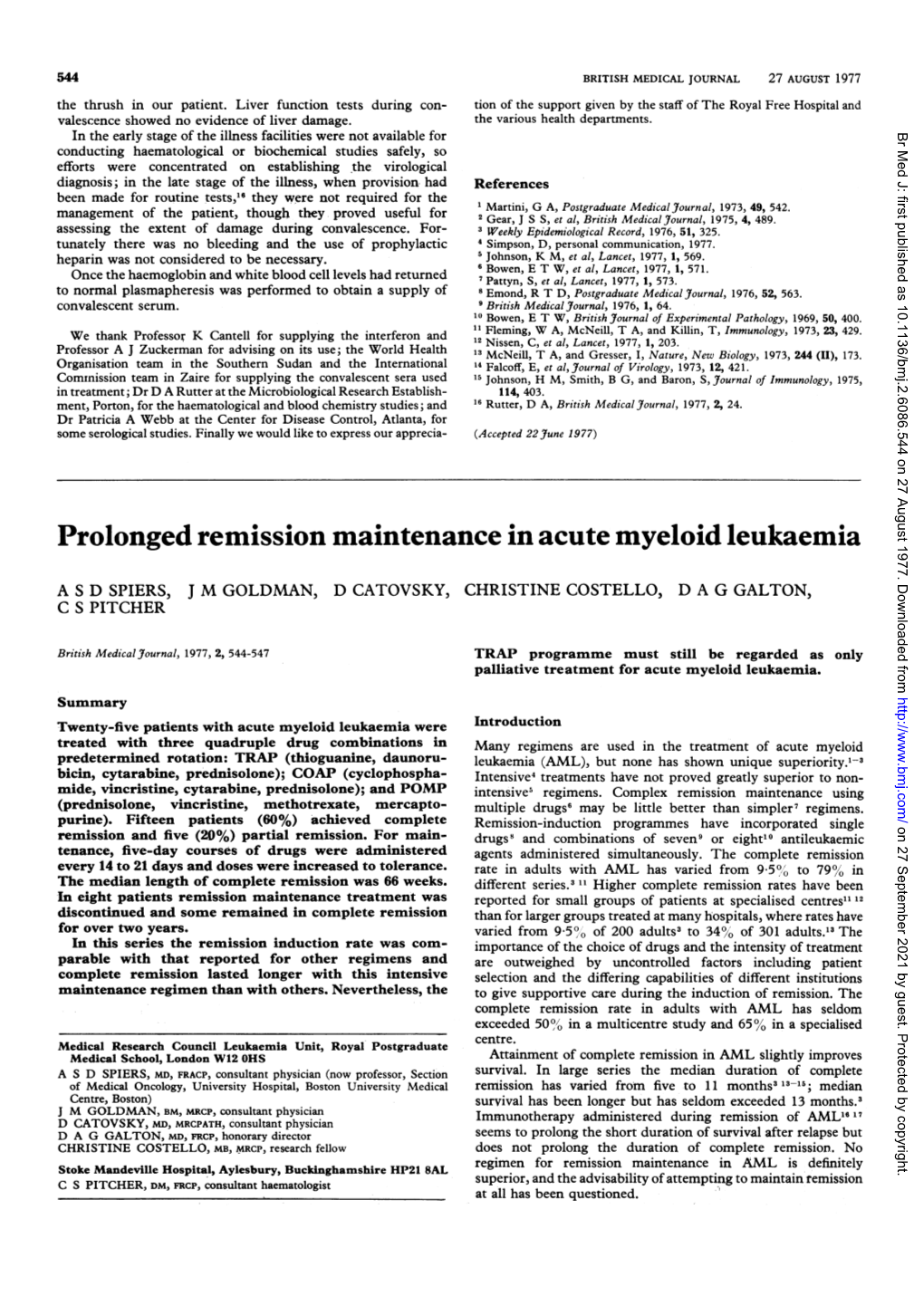 Prolonged Remission Maintenance in Acute Myeloid Leukaemia