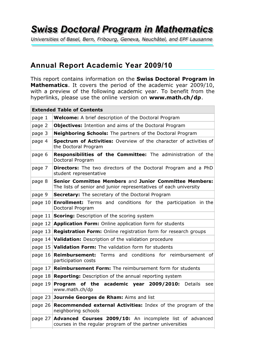 Annual Report Academic Year 2009/10