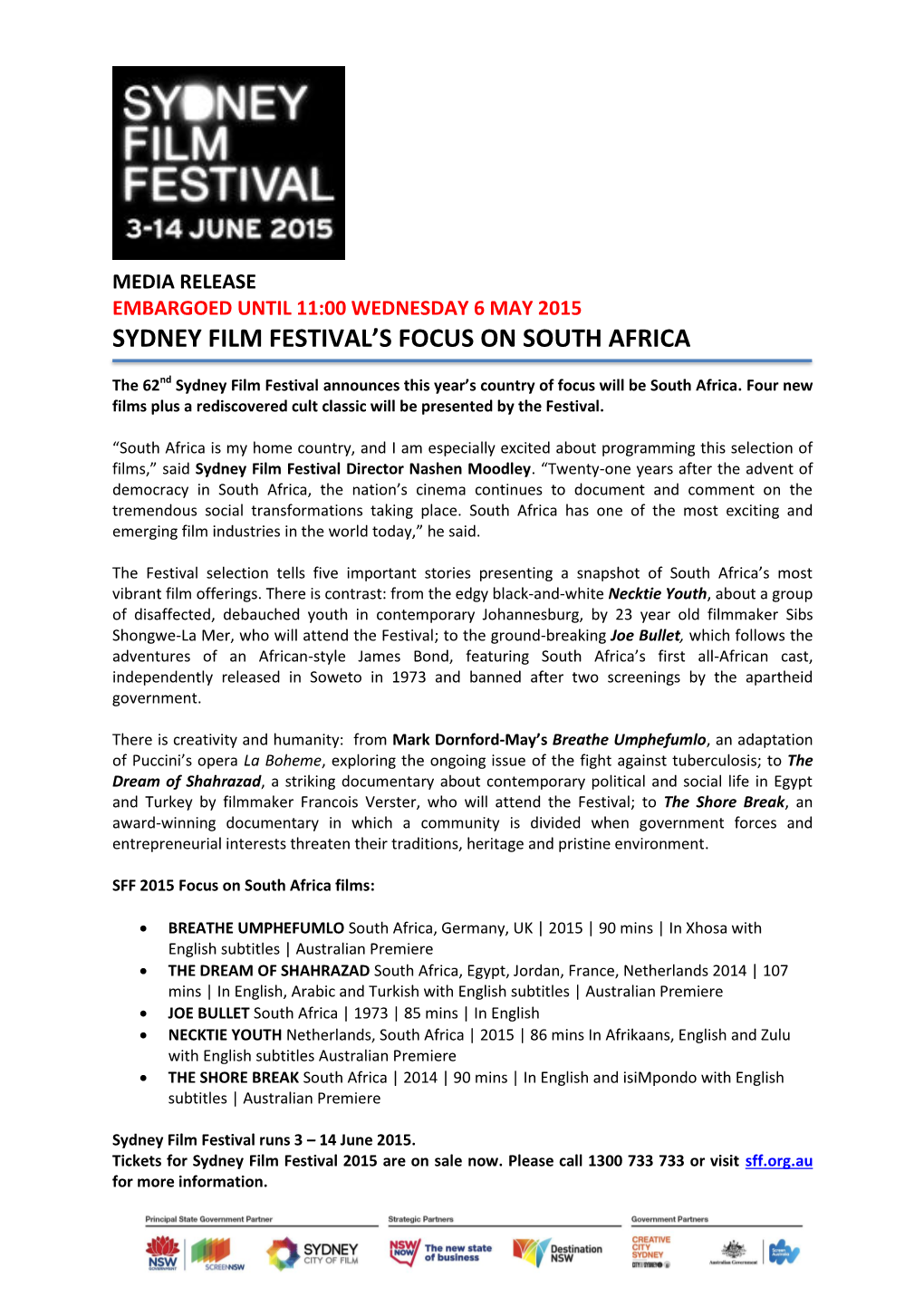 Sydney Film Festival's Focus on South Africa