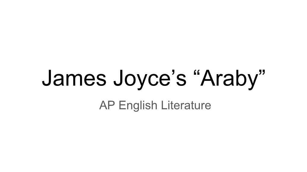 James Joyce's “Araby”