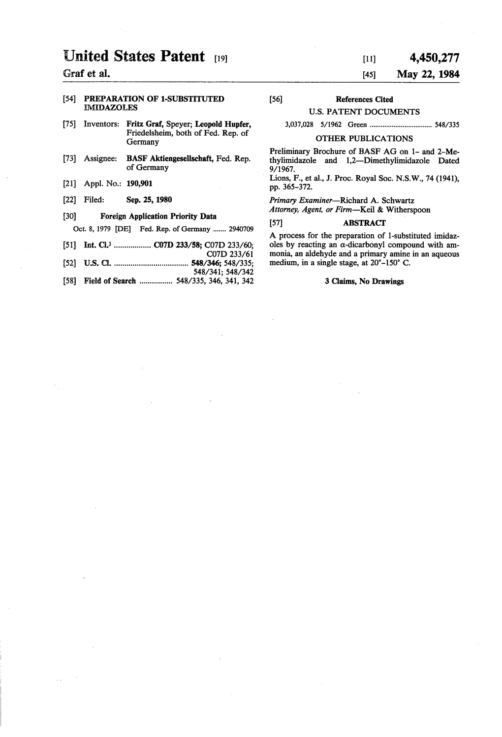 United States Patent (19) 11) 4,450,277 Graf Et Al