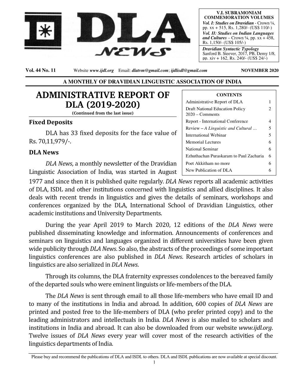 Administrative Report of Dla (2019-2020)