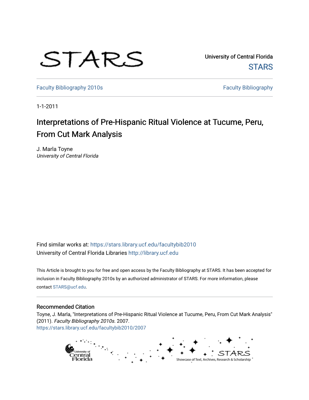 Interpretations of Pre-Hispanic Ritual Violence at Tucume, Peru, from Cut Mark Analysis