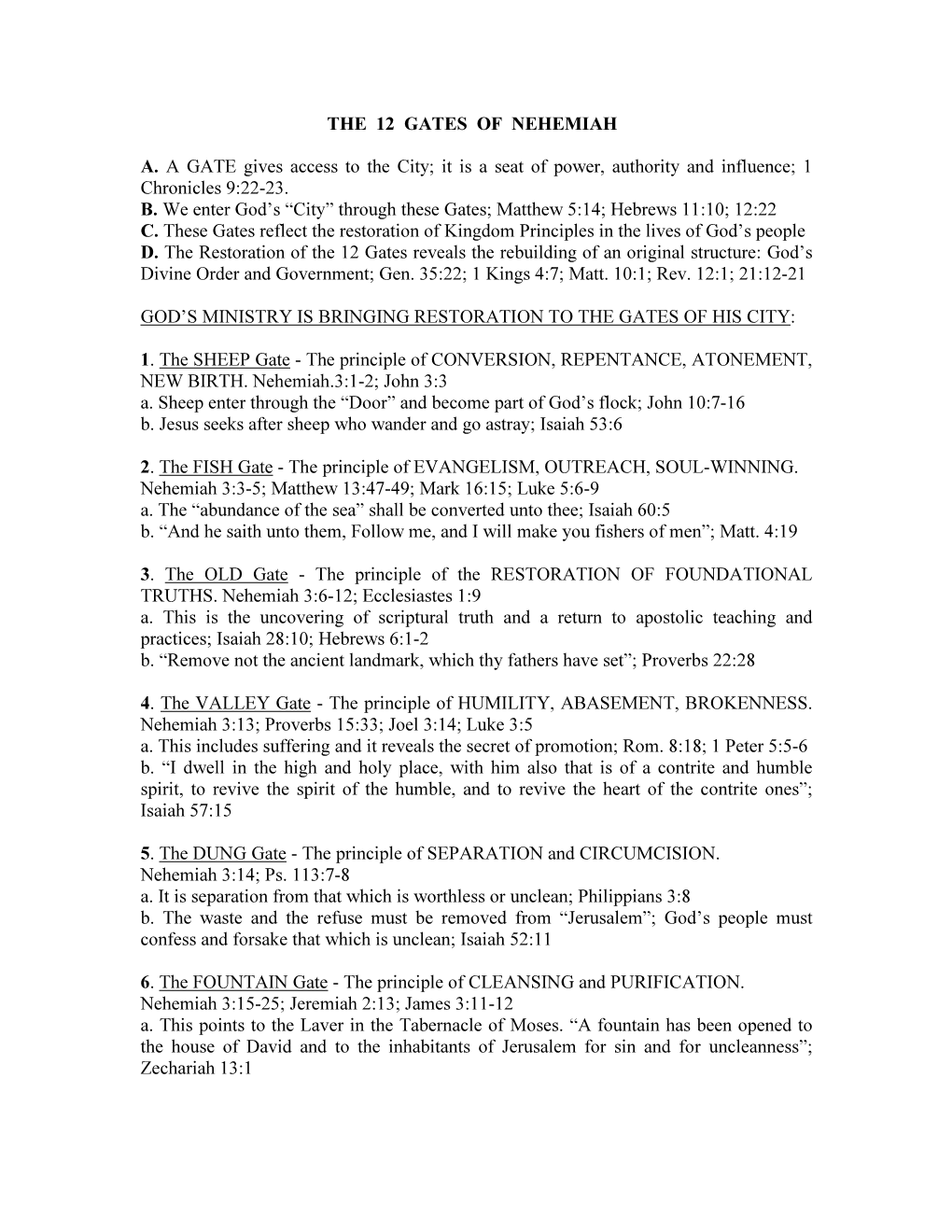 The 12 Gates of Nehemiah