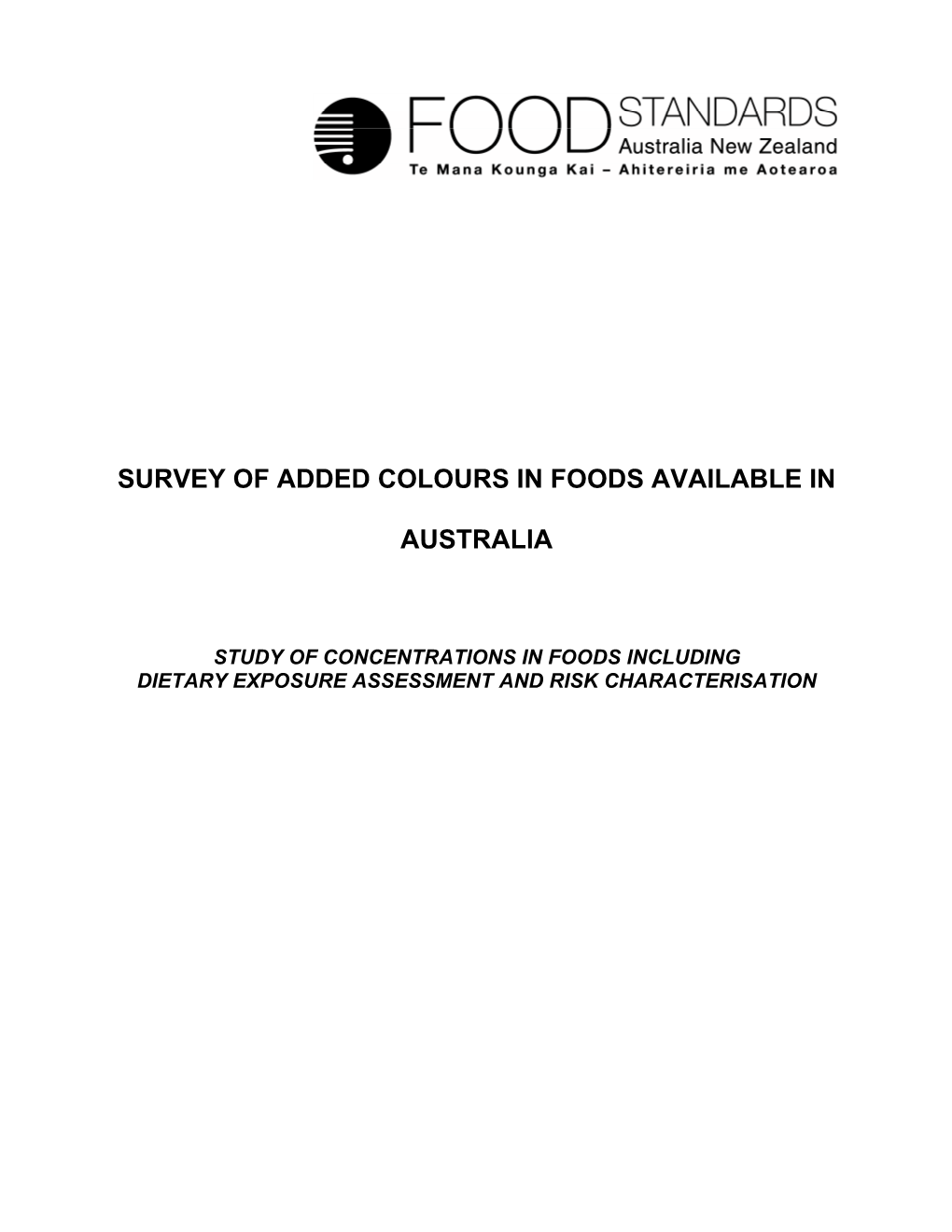 Survey of Added Colours in Foods Available in Australia (Pdf 256