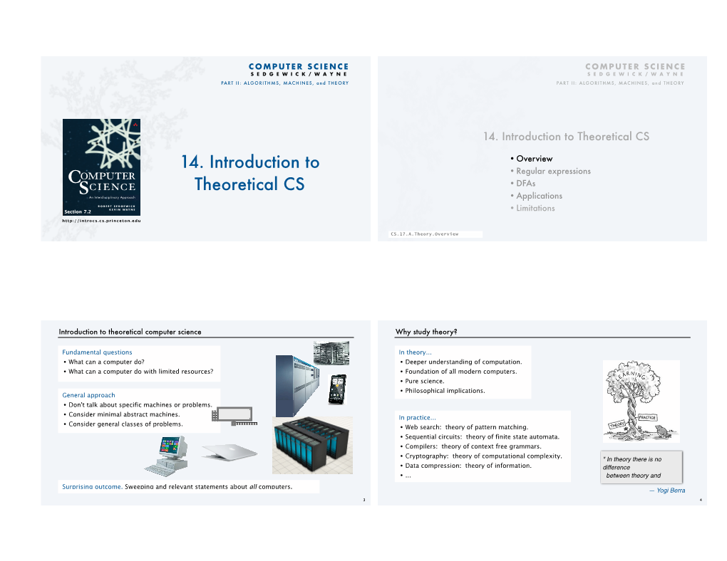 Computer Science 14. Introduction to Theoretical CS 14