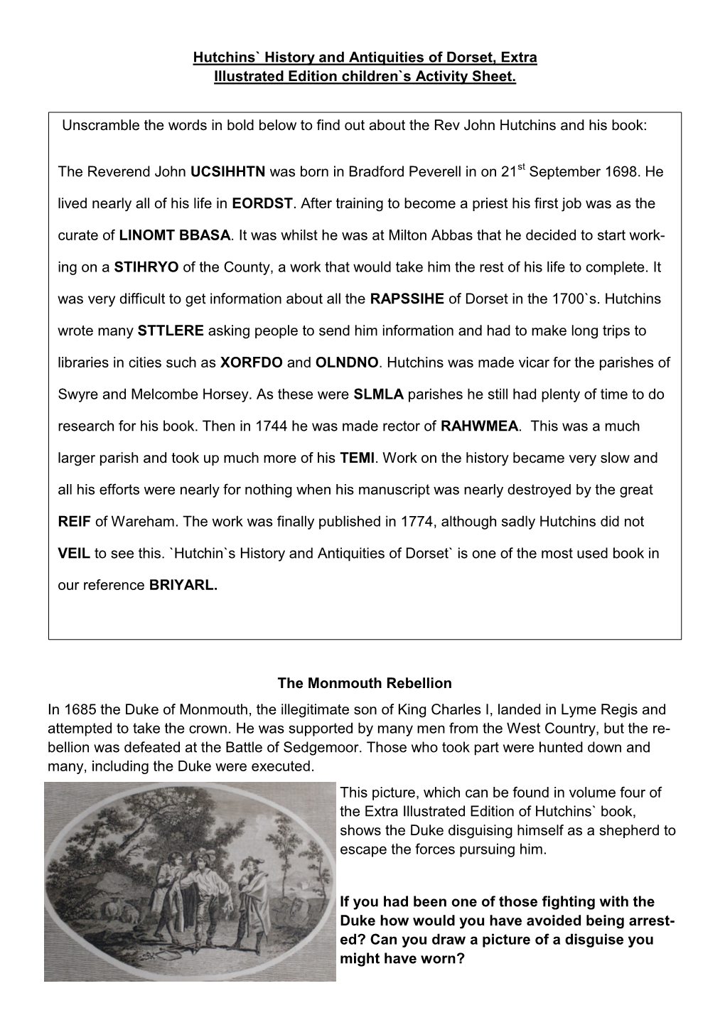 Children Activity Sheet 3 – Hutchins Illustrated History