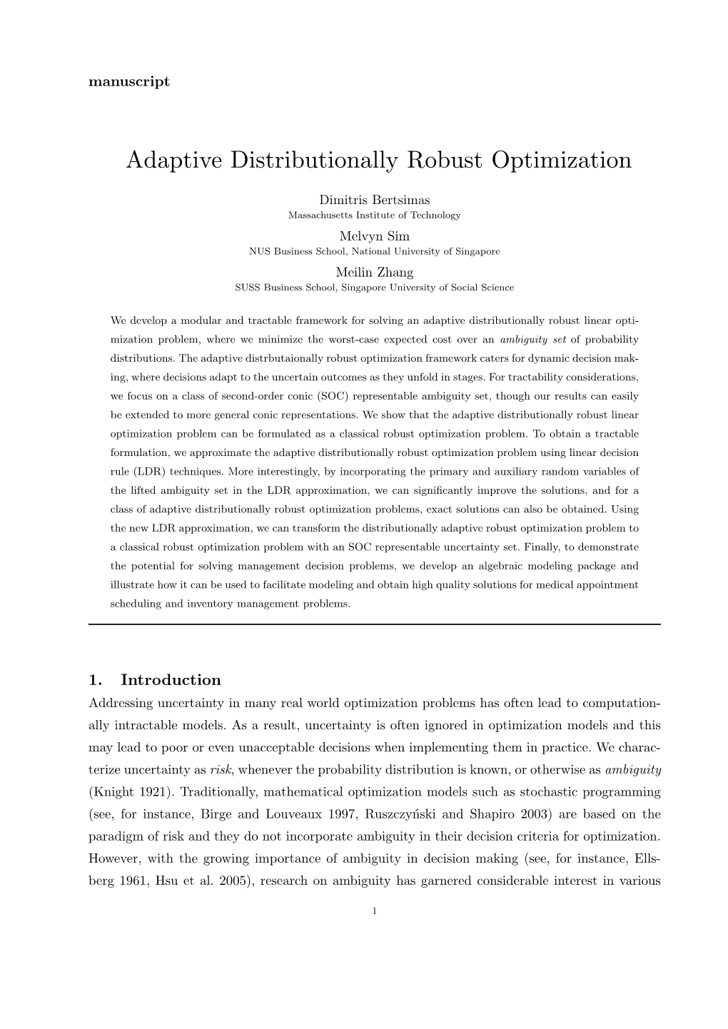 Adaptive Distributionally Robust Optimization